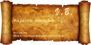 Vajdics Benedek névjegykártya
